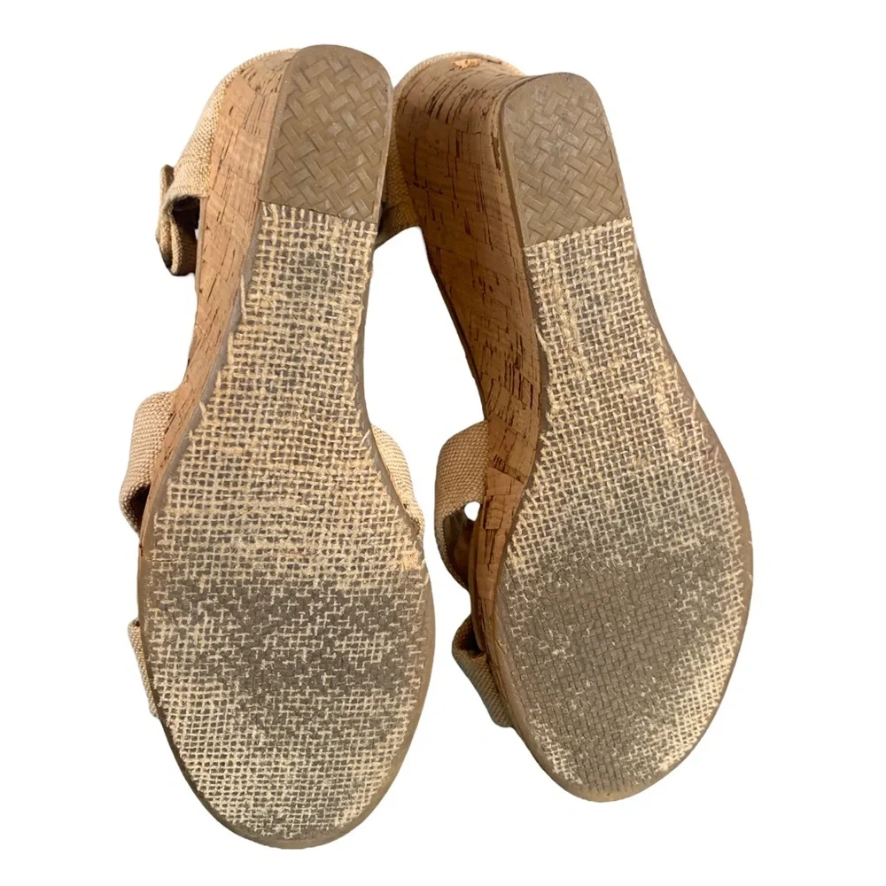 TOMS. Sienna Burlap Cork Wedge Platform Sandals - Size 9